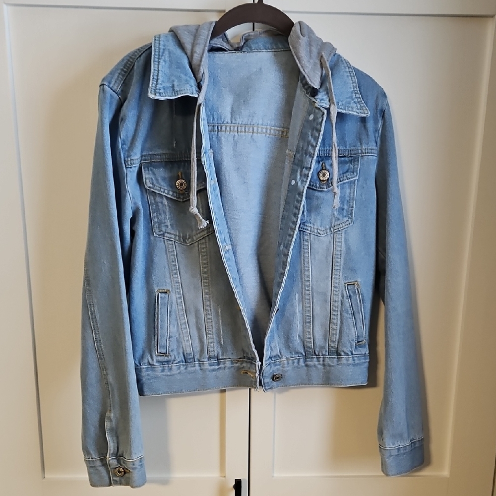 Casual Denim Jacket with Hood